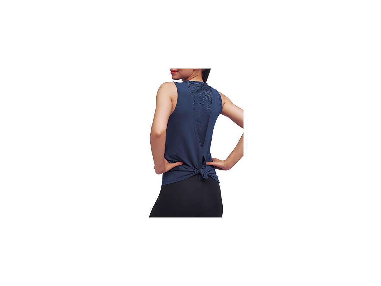 Open Mesh Tie Back Workout Tank Tops Running Yoga Shirts Tops Gym Exercise  Clothes Athletic Fitness Tees for Women Women Tops & Tees