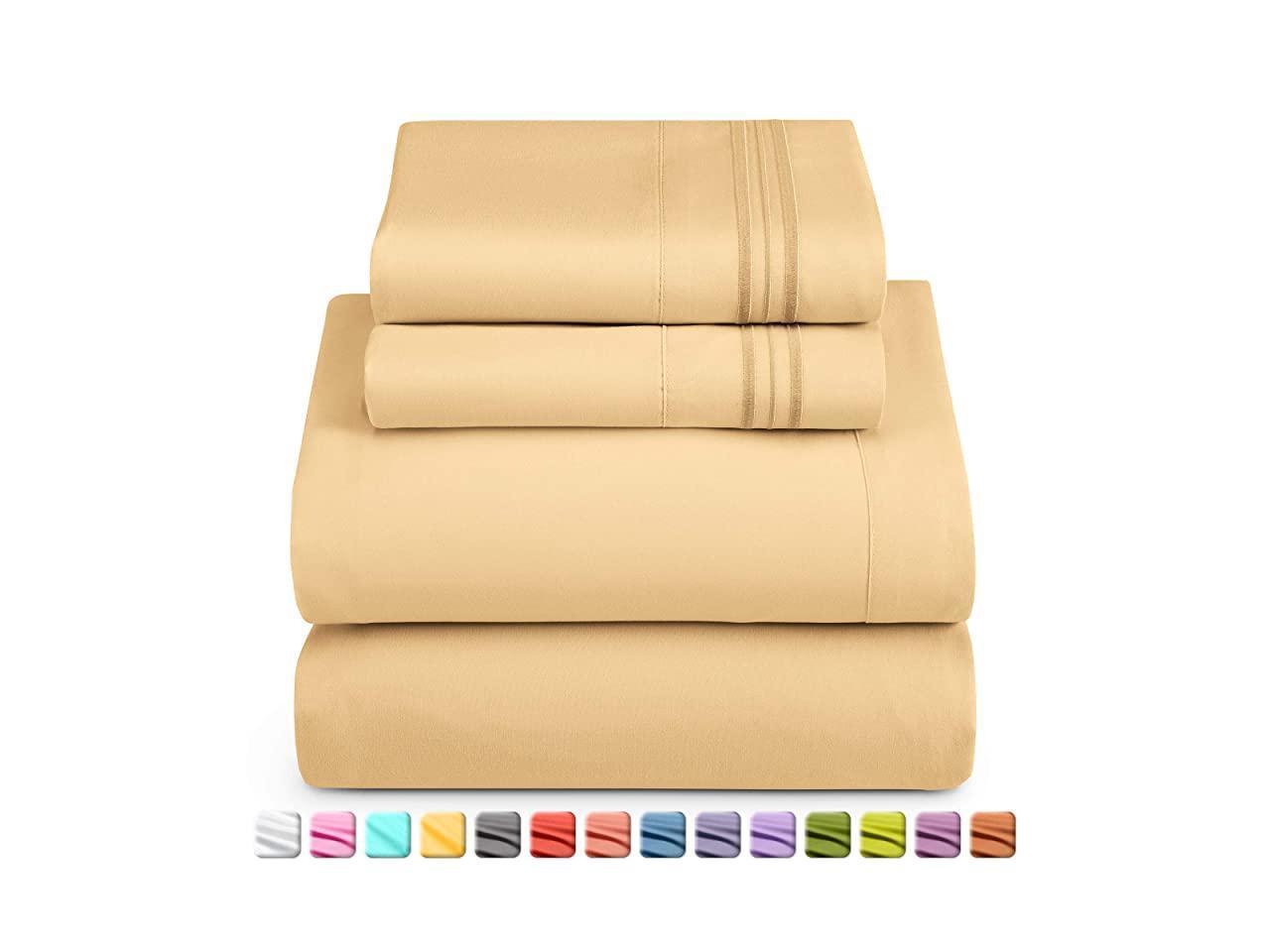 Deep Pocket Twin XL Sheets 3 Piece Bed Sheets with Fitted Sheet Flat Sheet Pillow Cases Extra