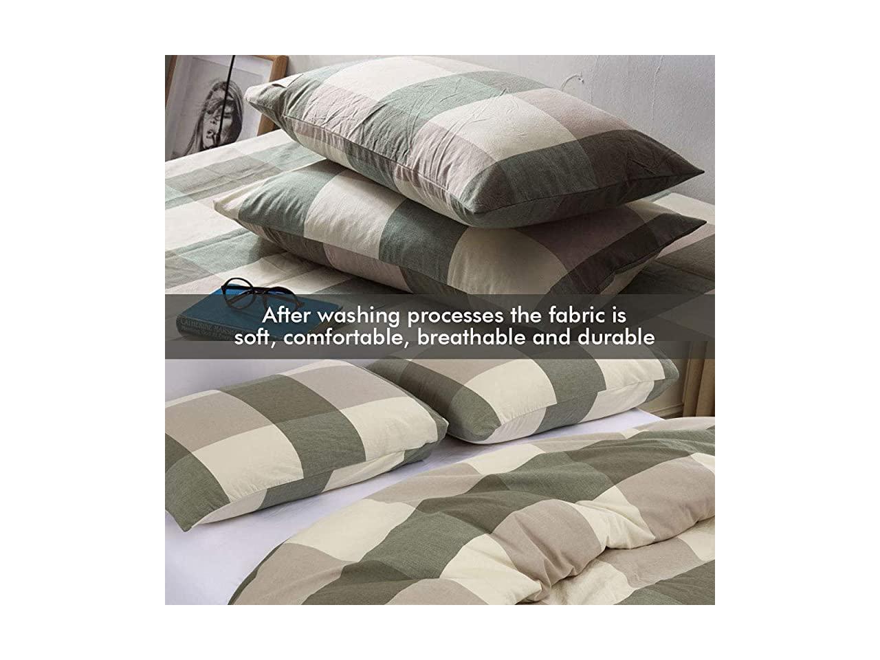 Duvet Cover Twin 100 Washed Cotton Bedding Duvet Cover Set 3Piece Ultra Soft and Easy Care 