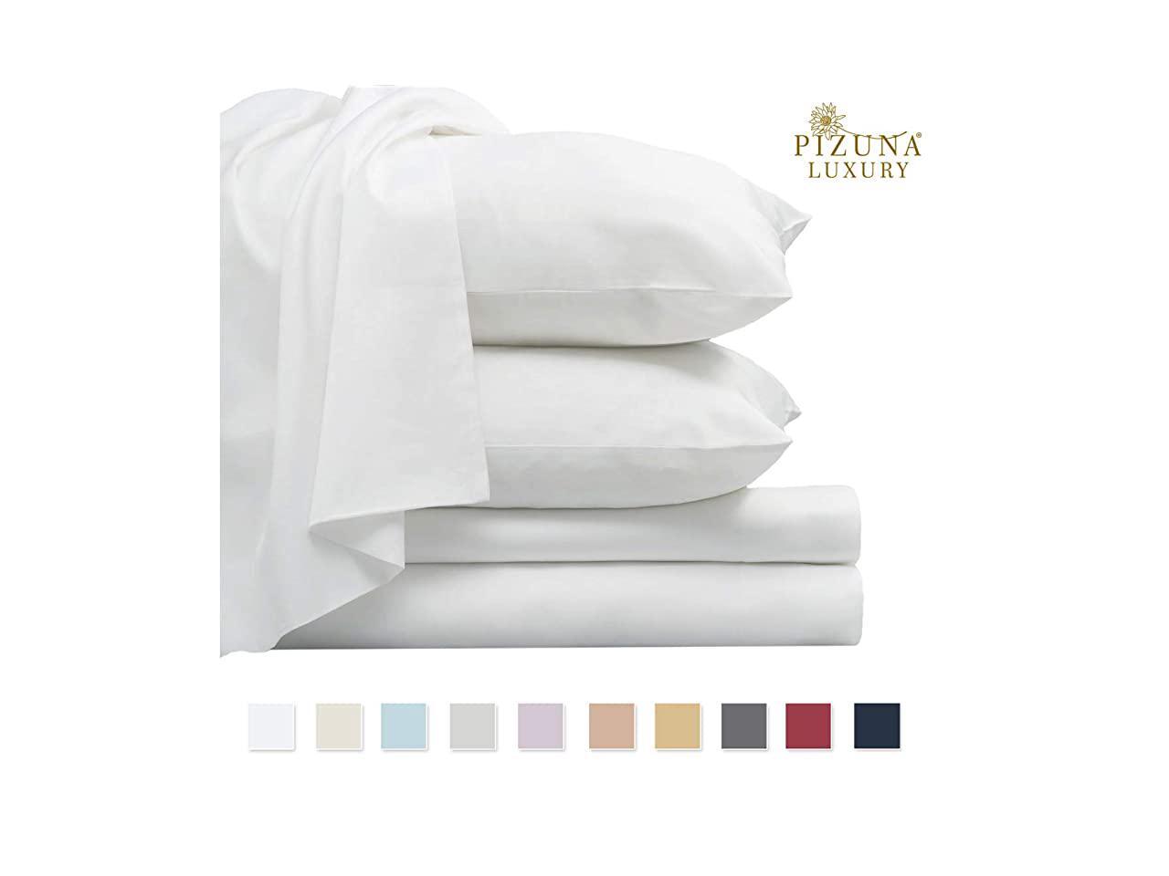 800 Thread Count Cotton White Queen Sheets Set 100 Long Staple Cotton
