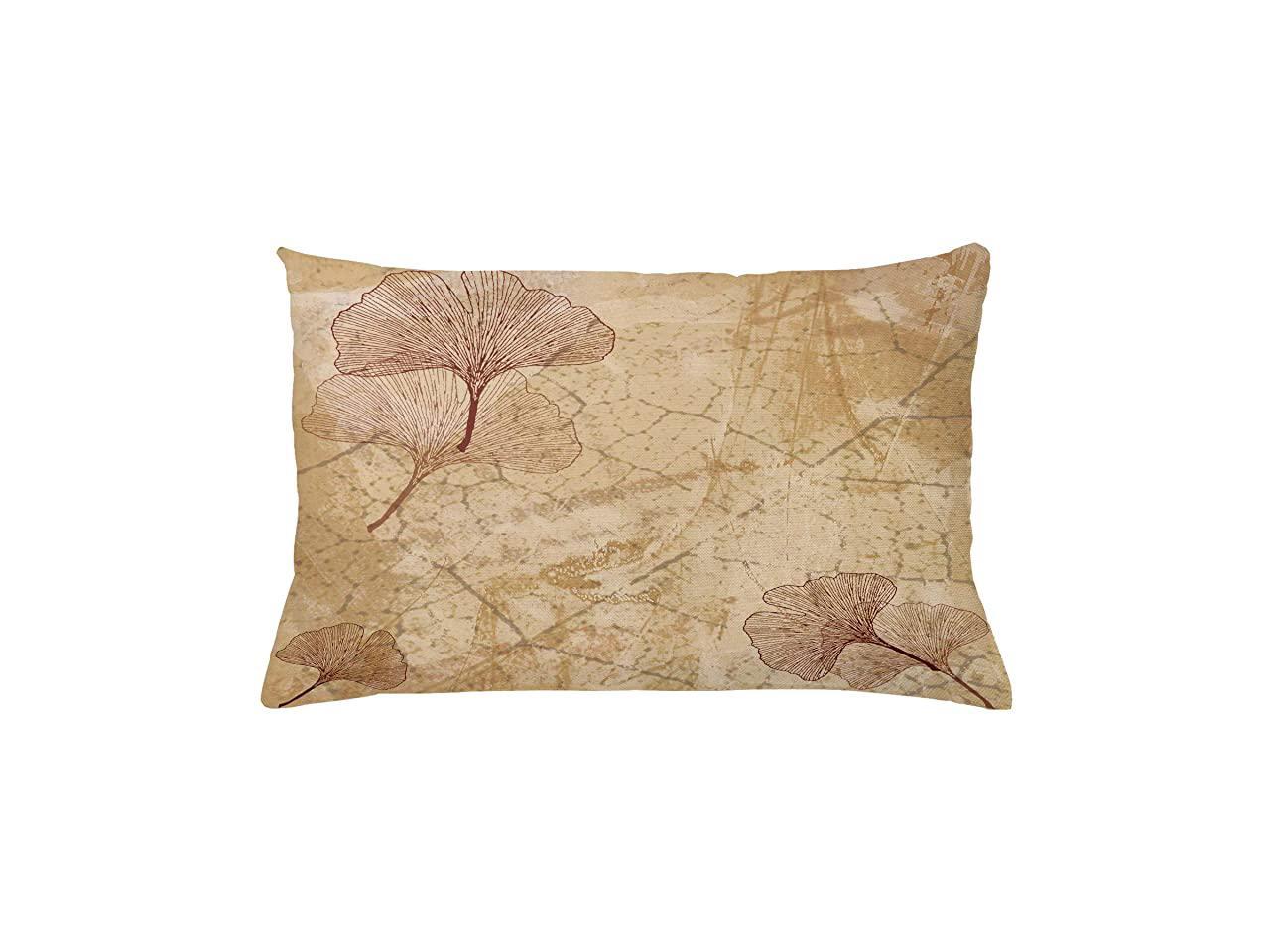 Beige Throw Pillow Cushion Cover Small Large Ginkgo Leaves Pattern ...
