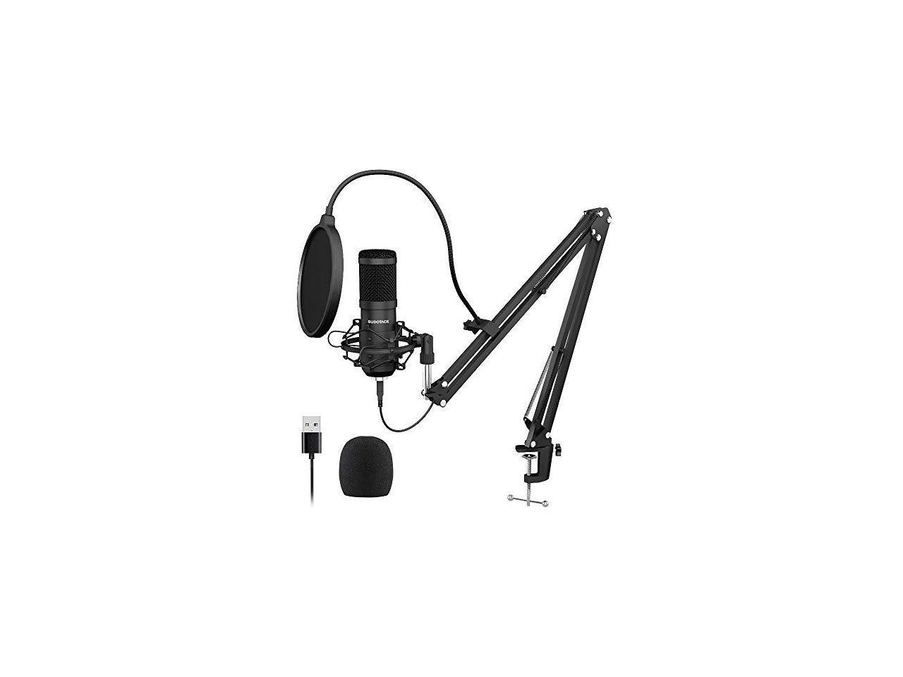 Studio Mic Compatible with Mac Laptop Desktop USB Streaming Podcast PC Microphone Computer Cardioid Condenser Microphones Kit with Boom Arm for Vocal Instrument Recording Gaming YouTube Karaoke 