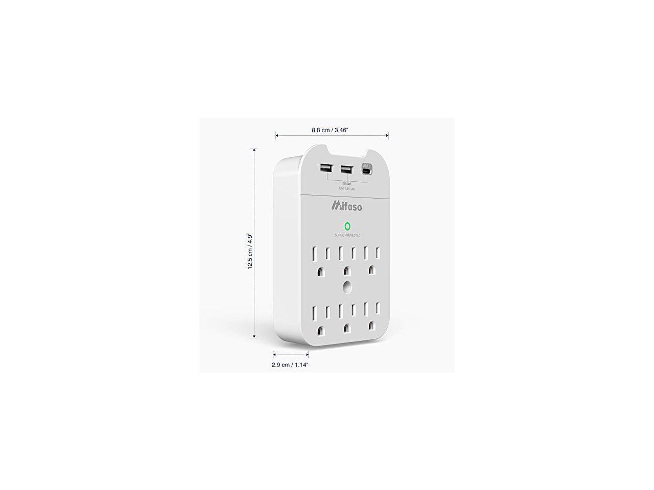 Outlet Surge Protector Multi Plug Outlet Extender with 3 USB 2 USBA 1