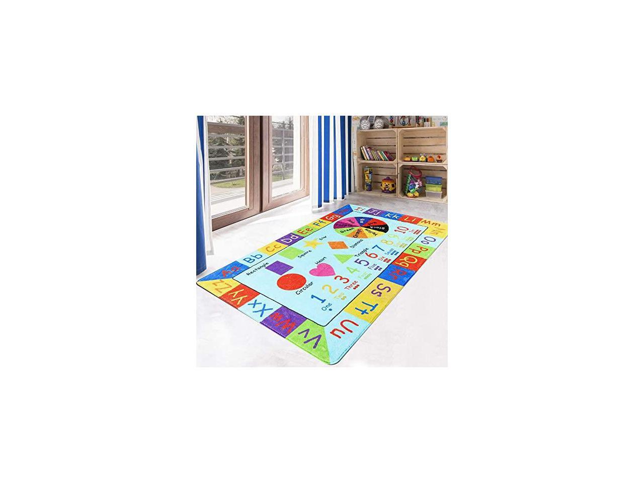 Faux Wool Kids Play Area Rugs Non-Slip Childrens Carpet ABC Number and Color Educational Learning /& Gameor Living Room Bedroom Playroom Nursery Best Shower Gift HAOCOO Play Mat 4x6 ft