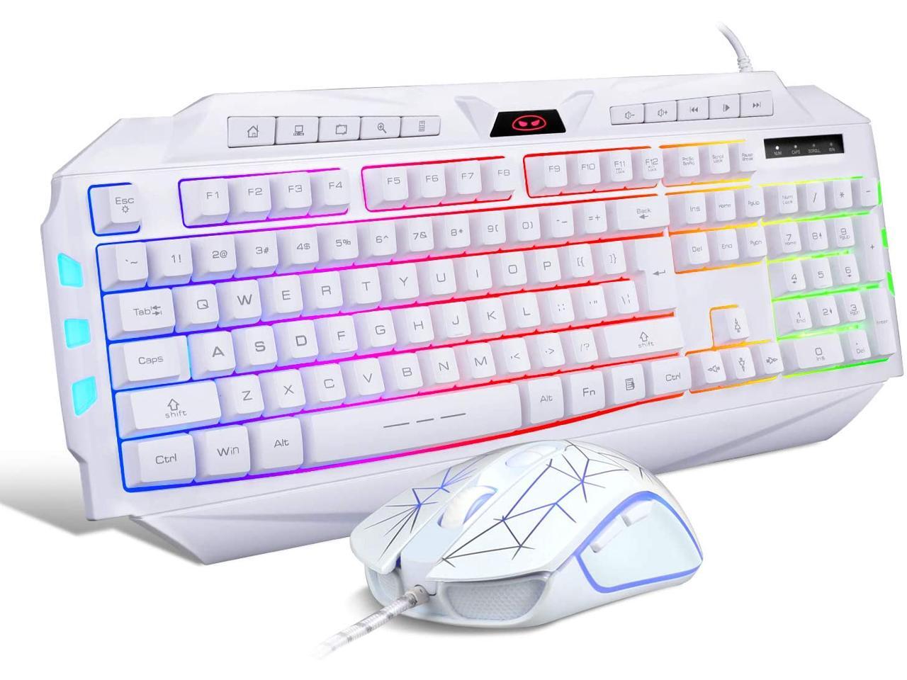 Color : White Xiaoningmeng New Wired Gaming Keyboard and Mouse Combo, 2400 DPI Adjustment Mouse Colorful Backlight Gaming Keyboard for PC Desktop Computer Laptop, Color : White Xiaoningmeng New Wired Gaming Keyboard and Mouse Combo, 2400 DPI Adjustment Mouse Colorful Backlight Gaming Keyboard for PC Desktop Computer Laptop,