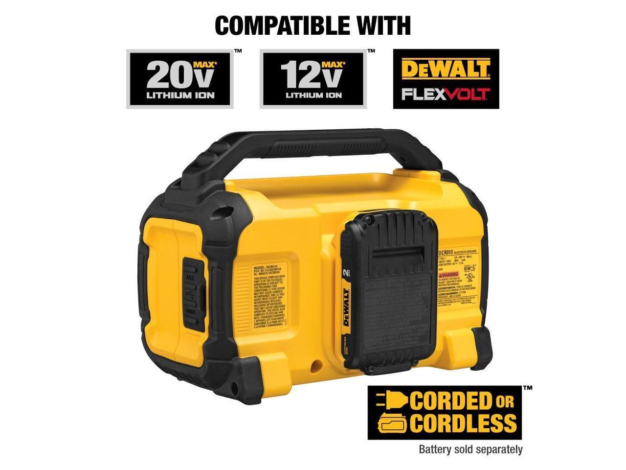 DeWALT DCR010 12Volt/20Volt Corded/Cordless Dual Speaker Bluetooth