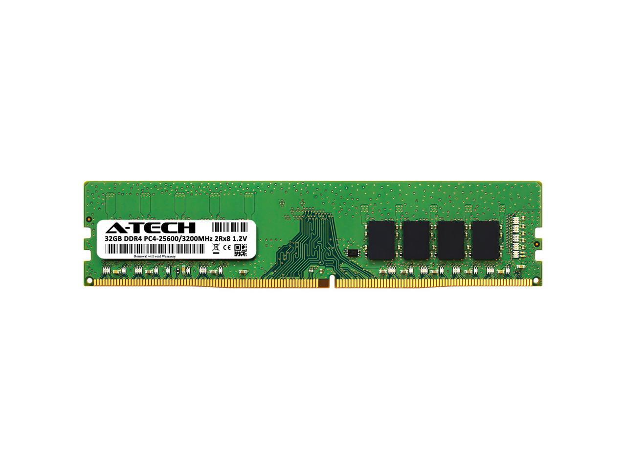 A-Tech 32GB DDR4 3200MHz DIMM PC4-25600 UDIMM Non-ECC Unbuffered CL22 2Rx8  1.2V 288-Pin Dual Rank Desktop Computer PC RAM Memory Upgrade Module