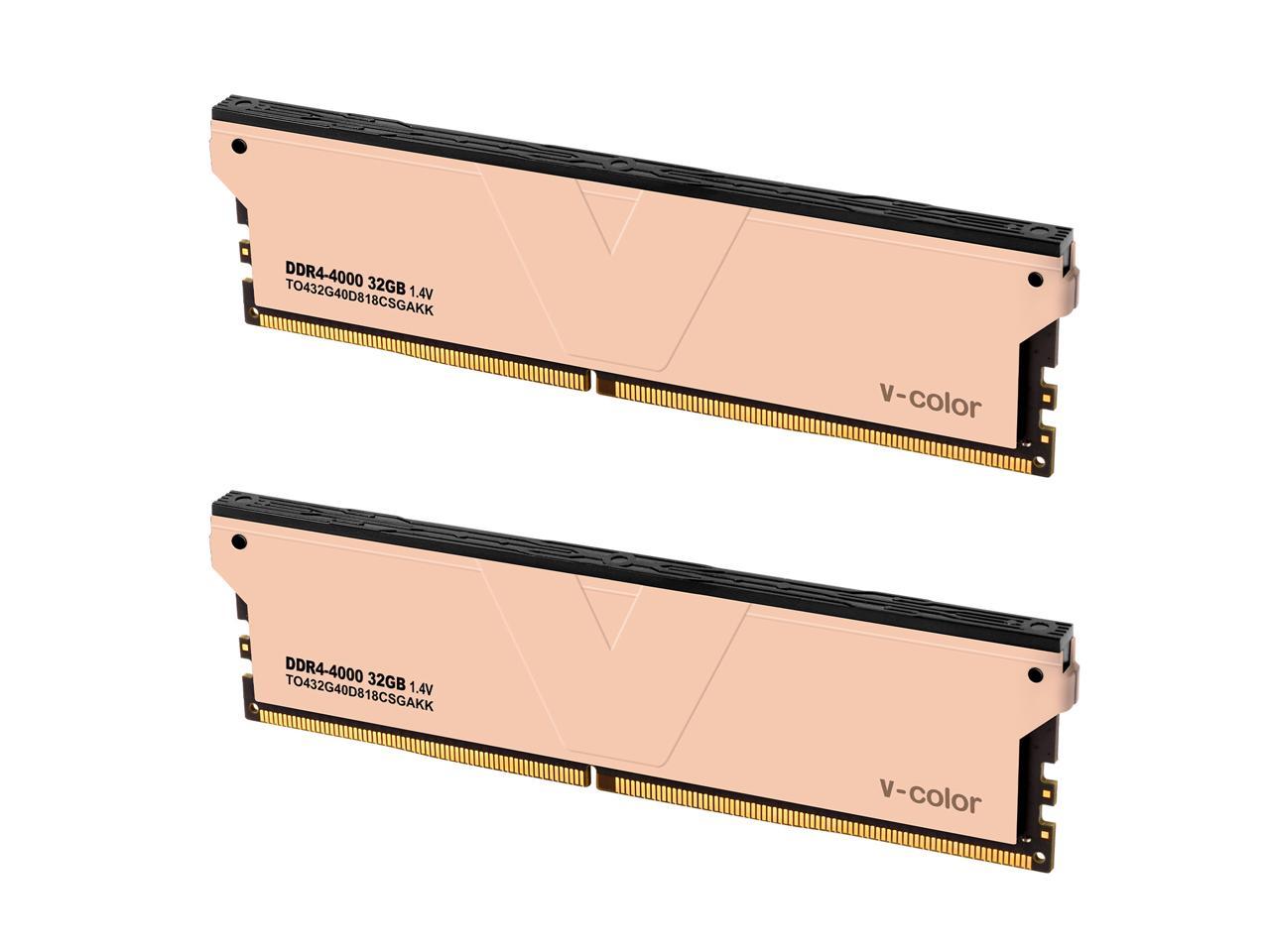 v-color Golden Skywalker Plus 64GB(2 x 32GB) DDR4 4000MHz (PC4-32000) SK  Hynix IC Gaming Memory Model TO432G40D818CSGAKK