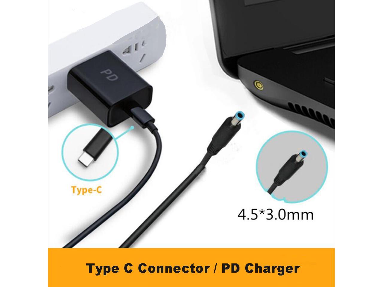 USB Type C PD Charging Cable Cord 19.5V 4.5*3.0mm Blue Tip Male Plug