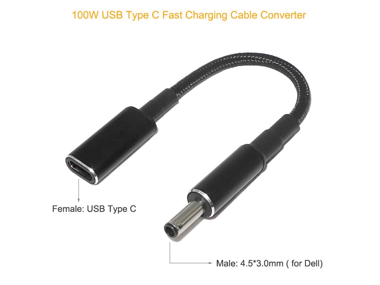  5 Pack 100W USB C Type C Female To 4 5x3 0mm DC Tip Black Tip Power Adapter Converter Cable 
