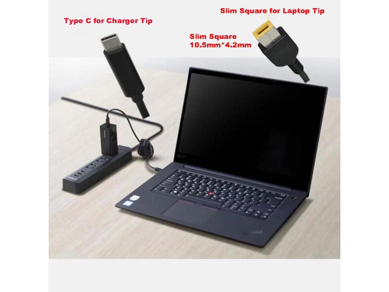 USBC TypeC to Slim Tip Power Cable works with for Lenovo 65W Slim tip
