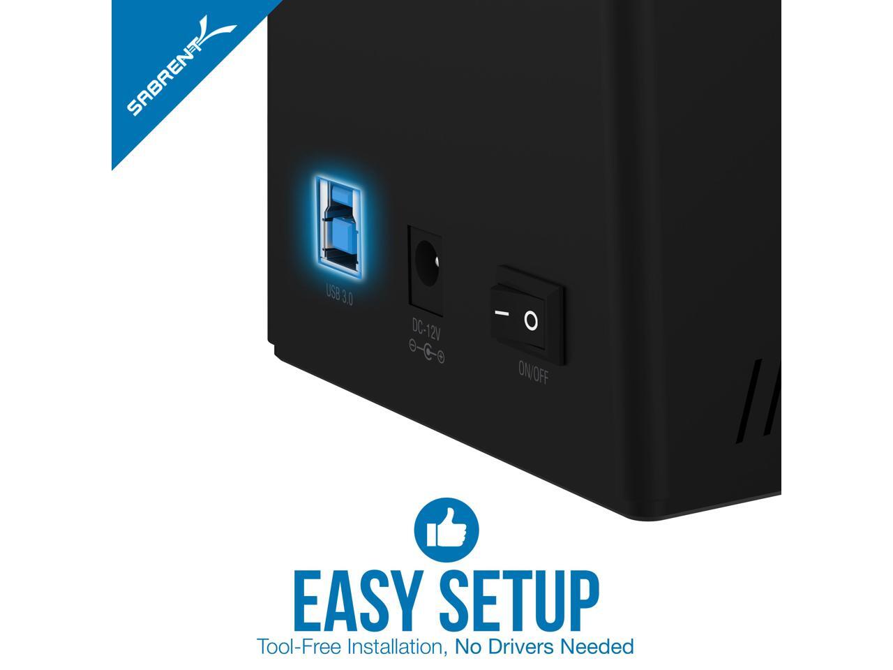 SABRENT ECHD2B Black USB 3.0 to SATA I/II/III Dual Bay External Hard