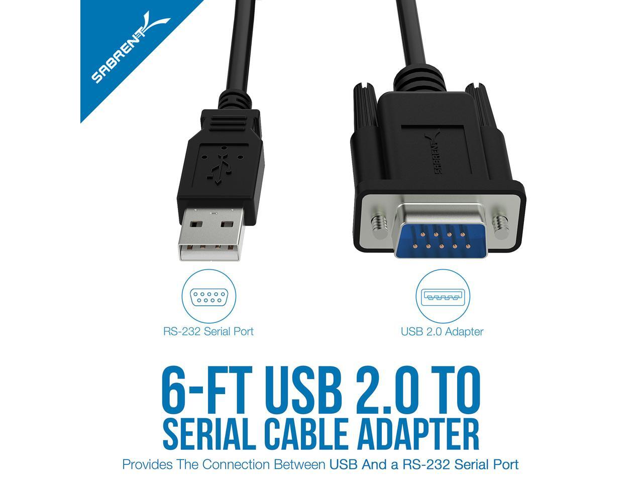 SABRENT Model CBFTDI 6 ft. USB 2.0 to Serial (9Pin) DB9 RS232