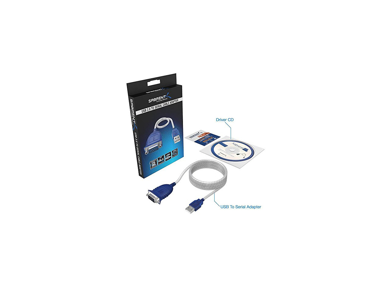 Sabrent USB 2.0 To RS-232 DB9 Serial Adapter Cable (6 Feet) With FTDI Chipset