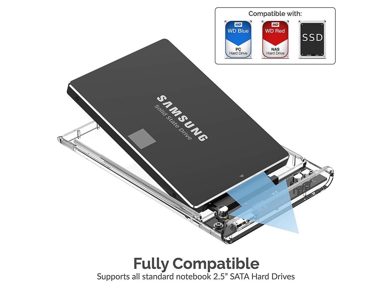 SABRENT 2.5-Inch SATA To USB 3.0 Tool-Free Clear External Hard Drive ...