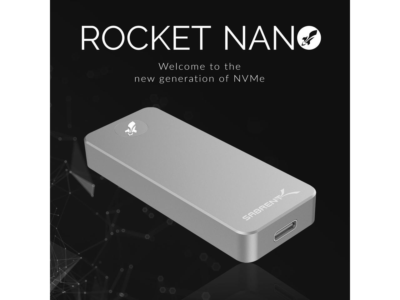 SB-1TB-NANO Sabrent Rocket Nano 1TB USB 3.2 10Gb/s External Aluminum SSD Silver 