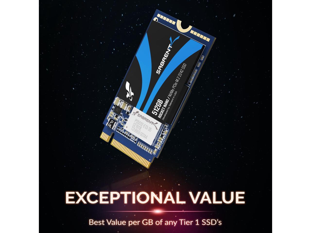 SABRENT 512GB Rocket NVMe PCIe M.2 2242 DRAM-Less Low Power Internal ...