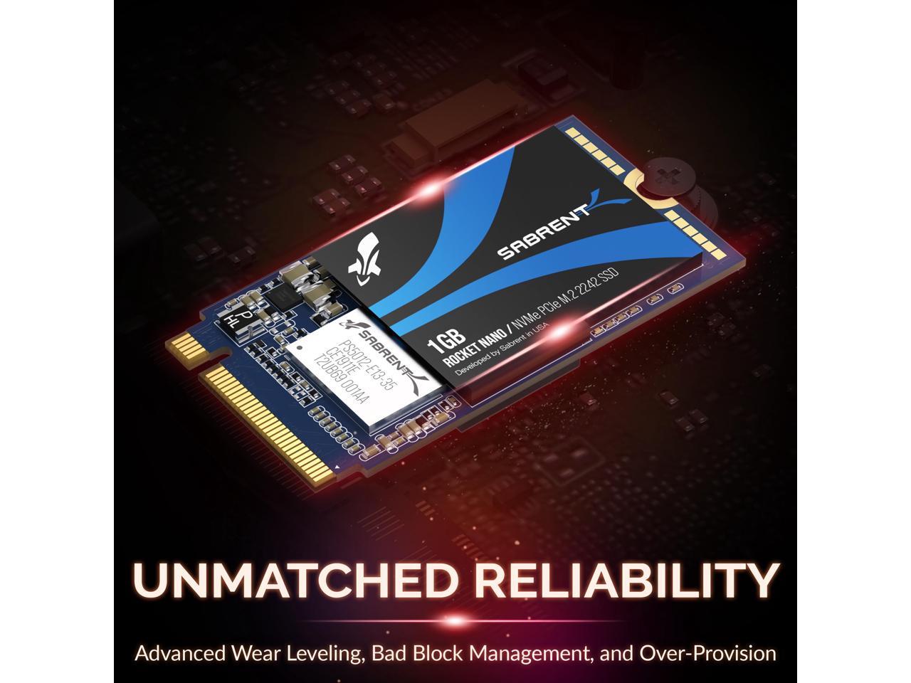 Sabrent 2tb rocket nvme pcie m 2 2242 dram less low power internal high