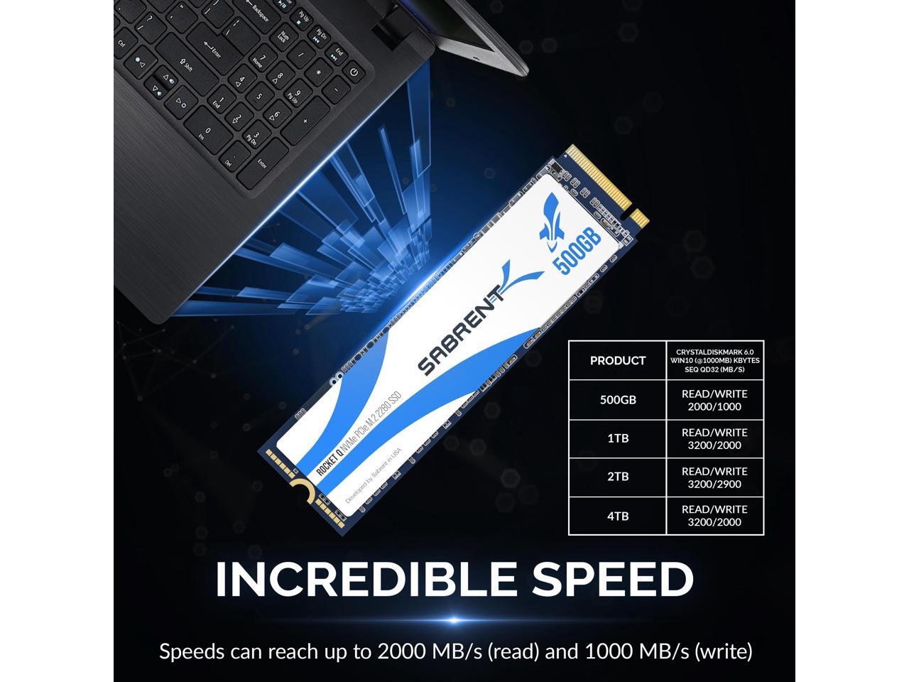 Sabrent rocket q 500gb nvme pcie m 2 2280 internal ssd high performance