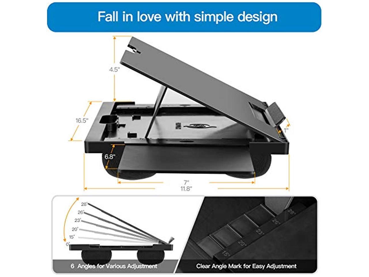 Adjustable Lap Desk with 6 Adjustable Angles, Detachable Mouse Pad