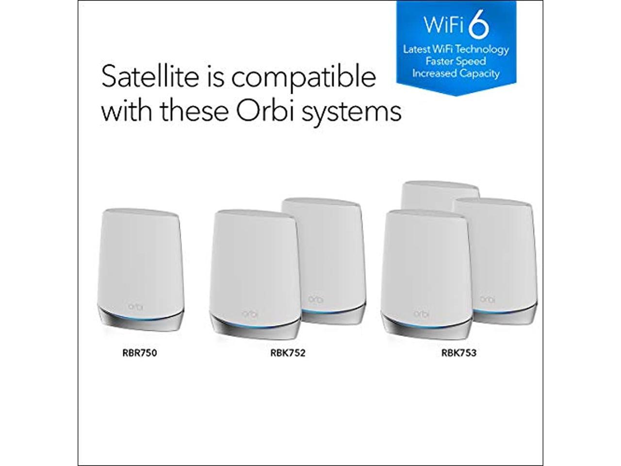 NETGEAR Orbi Whole Home TriBand WiFi 6 Mesh WiFi Satellite (RBS750