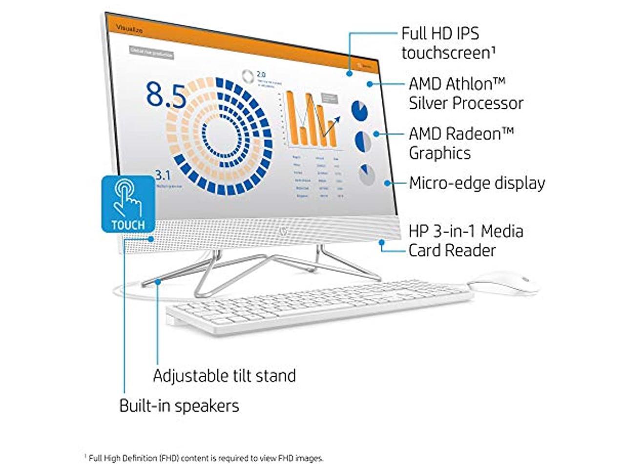 HP 24inch AllinOne Touchscreen Desktop Computer, AMD Athlon Silver