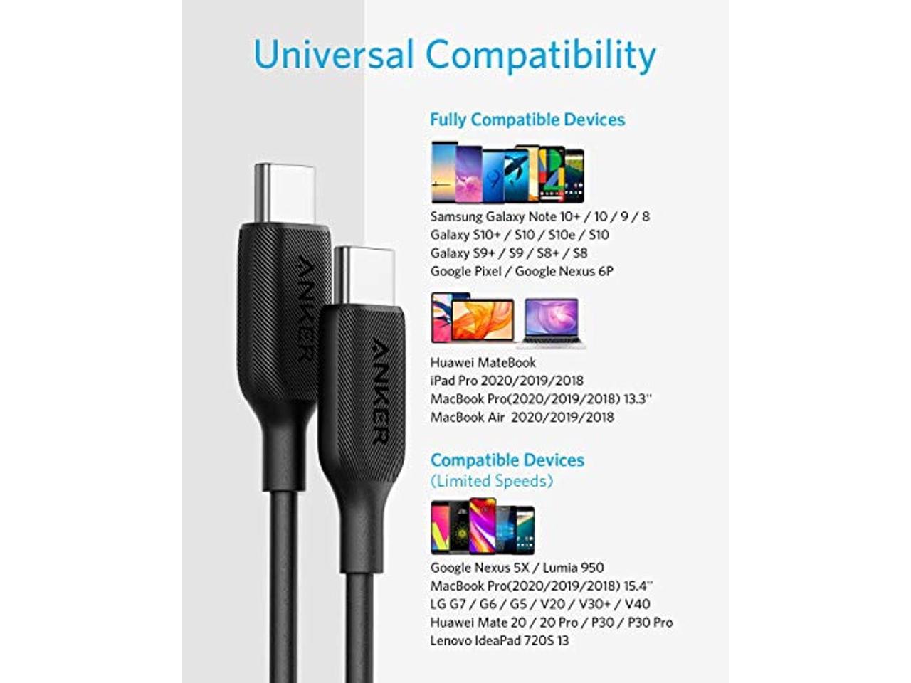 Usb C Cable 60w 10ft Anker Powerline Iii Usb C To Usb C Cable 20 Usb C Charger Cable For