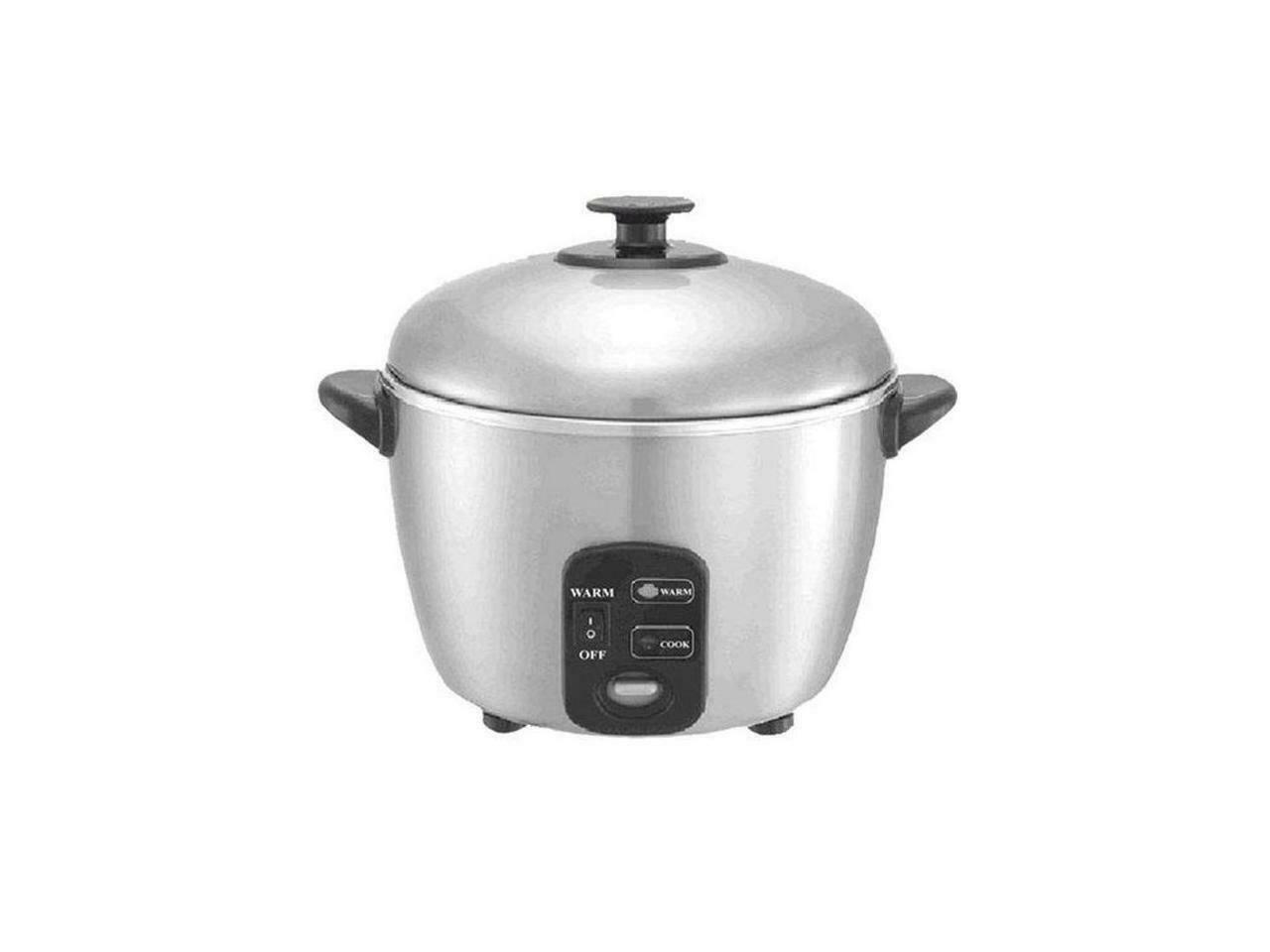 3 Cups Stainless Steel Rice Cooker And Steamer By Sunpentown