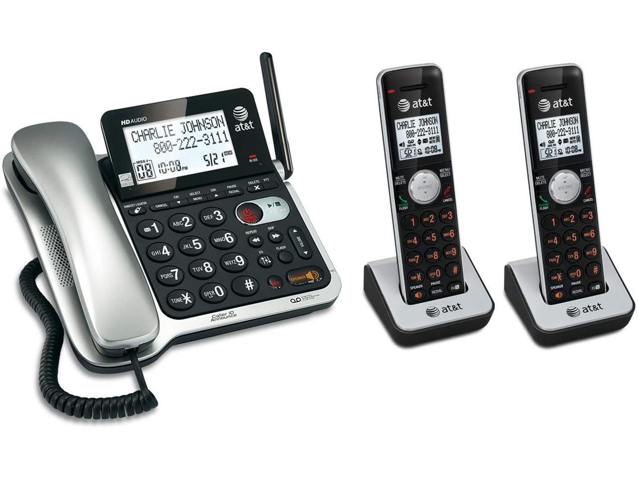 AT&T CL84202 DECT 6.0 Digital Expandable 3 Handset Corded / Cordless