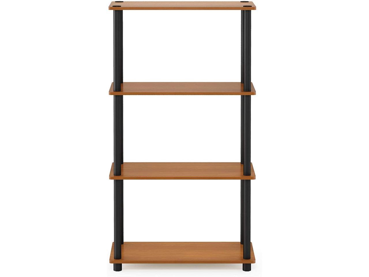 Furinno 99557lc Bk Turn N Tube 4 Tier Multipurpose Shelf Display Rack Light Cherry Black Newegg Com