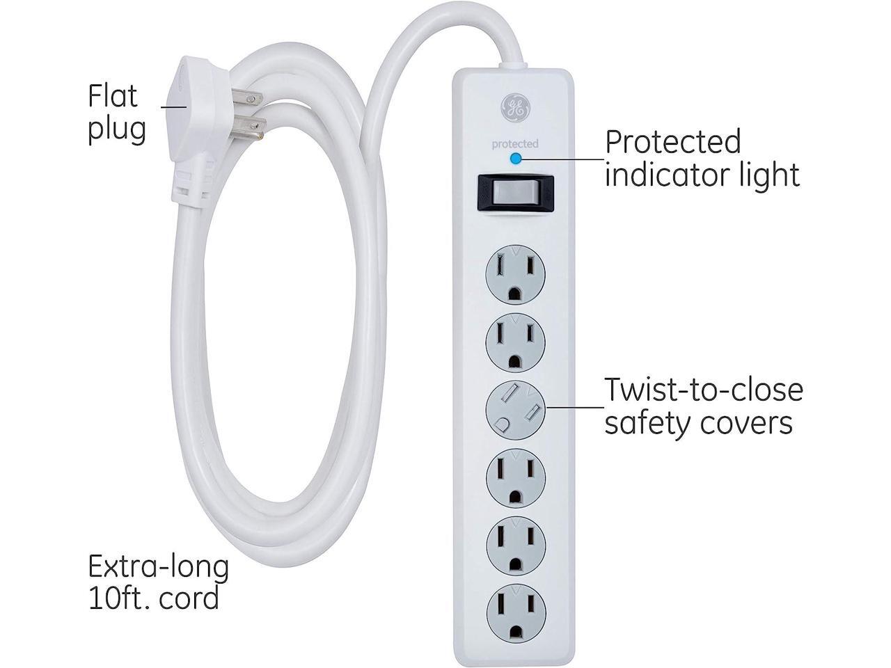 Ge 14092 6outlet Surge Protector (white, 10ft Cord)