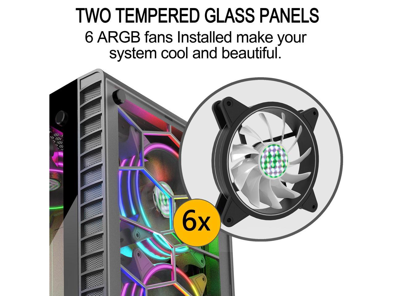 Musetex Atx Pc Case With Pcs Mm Argb Fans Mid Tower Gaming Case