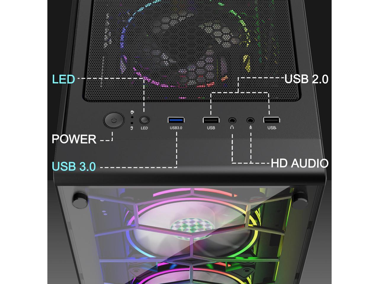 MUSETEX ATX PC Case Mid-Tower With 6pcs 120mm ARGB Fans, Computer ...