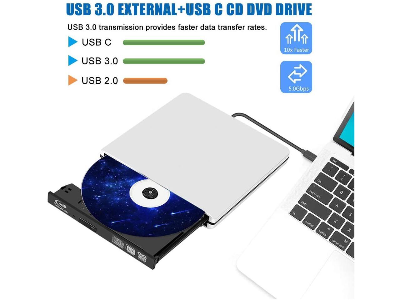 External Blu Ray CD DVD Drive Burner 3D, USB 3.0 BD ROM DVDRW CDRW ...