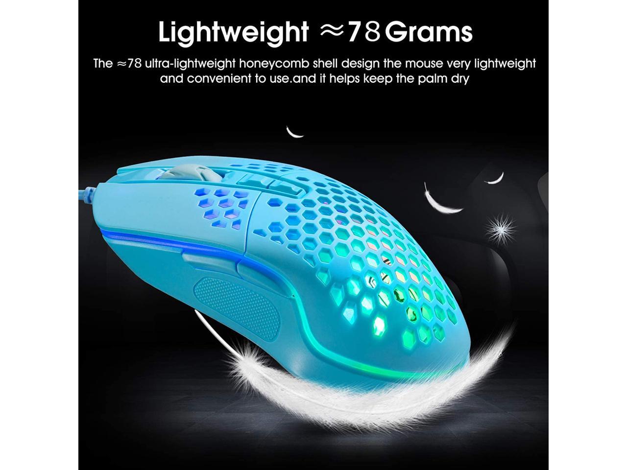 Lightweight Gaming Mouse, Wired USB Computer Gamer Mice with Ultralight