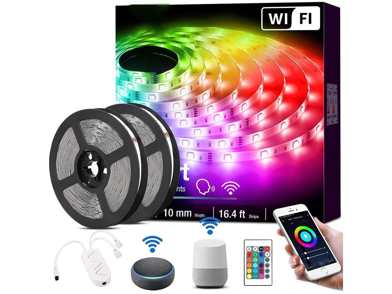 Details about   5-30m Smart WIFI works with Alexa Music Sync Room TV LED Strip Lights 5050 White 