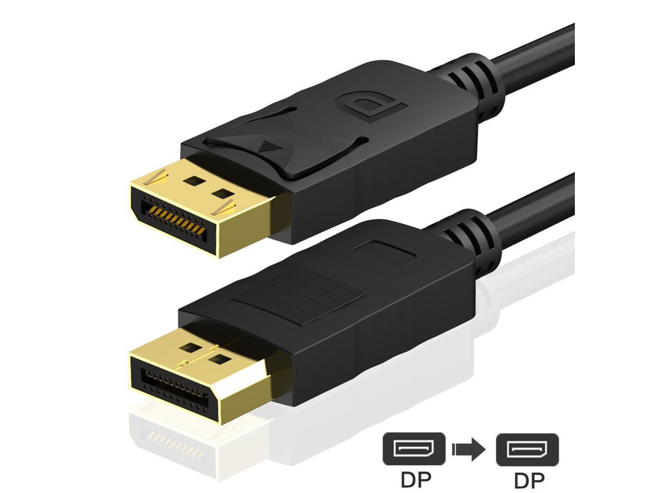 Displayport To Displayport Cable 6 Feet Gold Plated Display Port Cable 4k 60hz 1440p 144hz Dp Cable Compatible With Computer Desktop Laptop Pc Monitor Projector Black Newegg Com