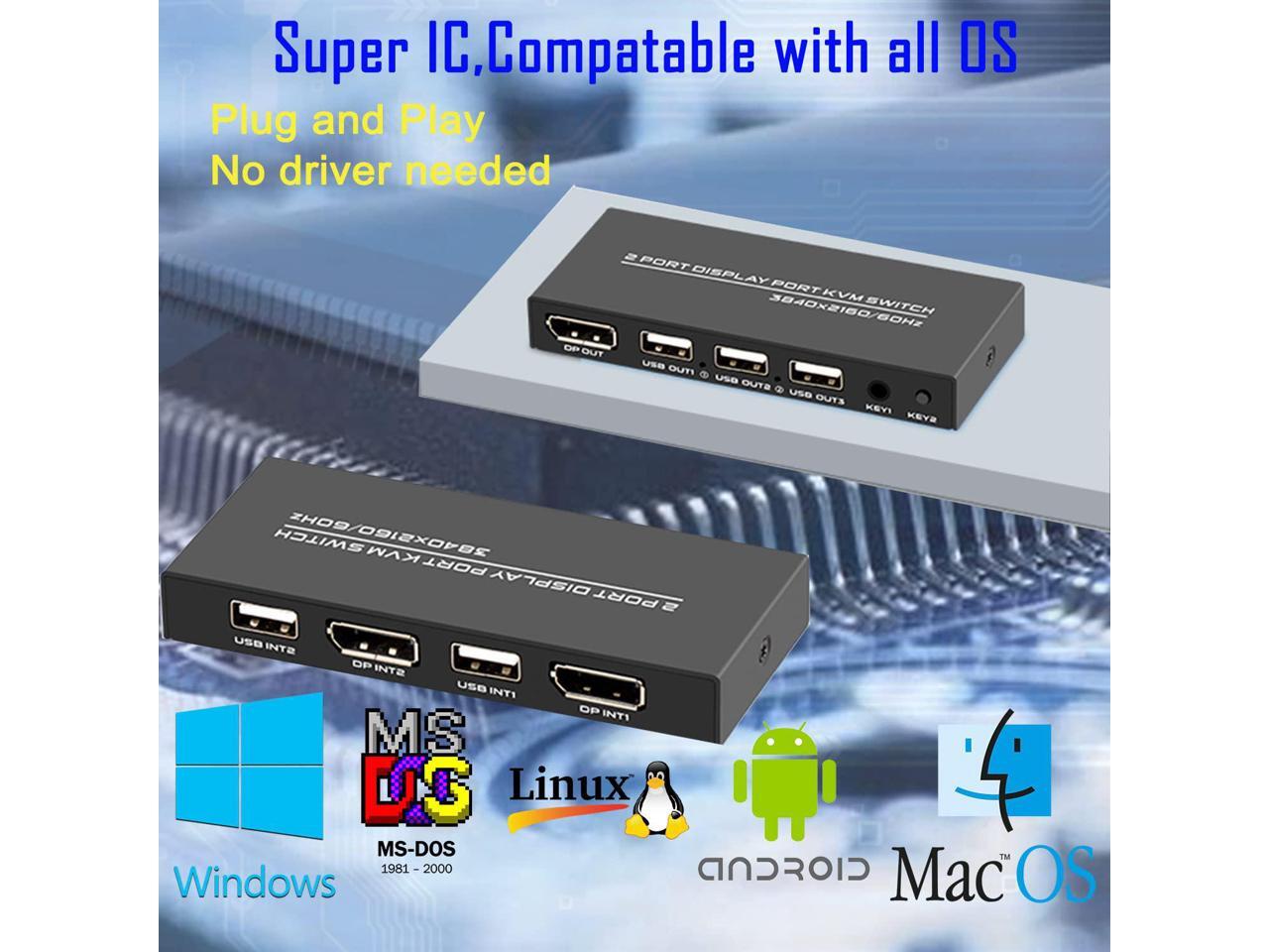 KVM Switch DisplayPort 2 Port Displayport KVM Switch, Two Computers