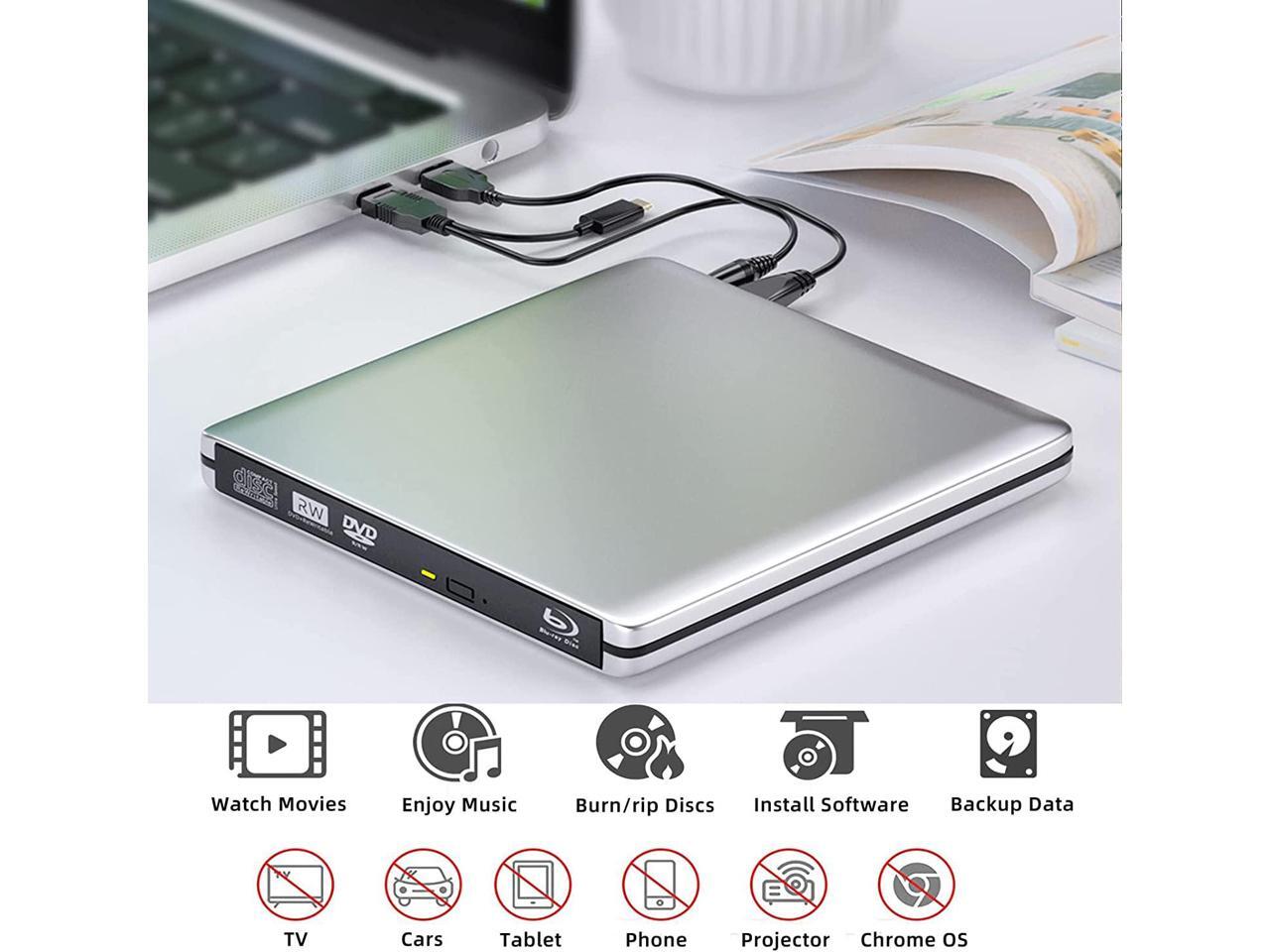 External Bluray DVD Drive, USB 3.0 and TypeC Bluray CD DVD Burner 3D Slim Optical Bluray