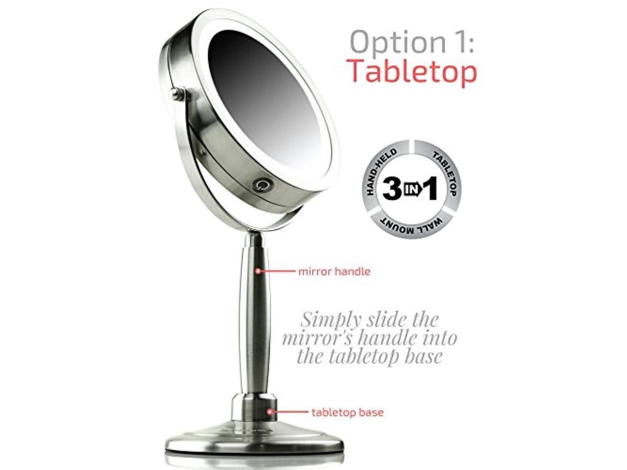 Ovente Lighted Makeup Mirror 8.5 Inch 1X 5X Magnifier 3 IN 1 Wall 
