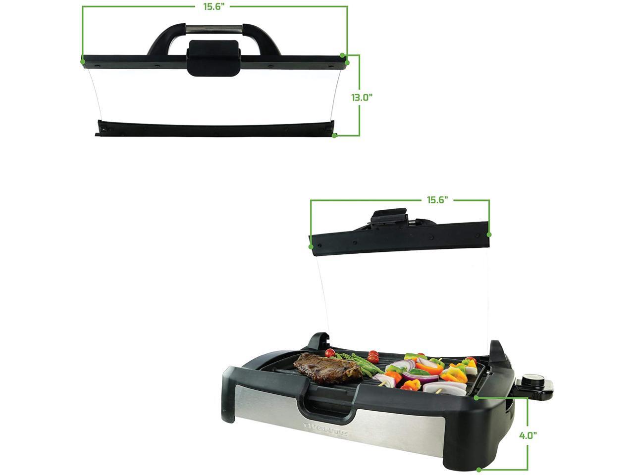 Ovente 2 in 1 Electric Countertop Powerful Contact Grill with Glass Lid
