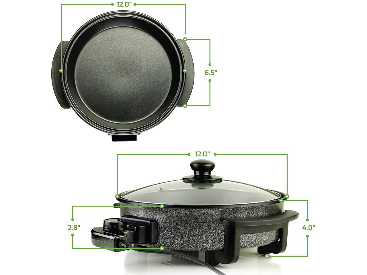 Ovente 12 Inch Electric Kitchen Skillet with Nonstick Aluminum Coated