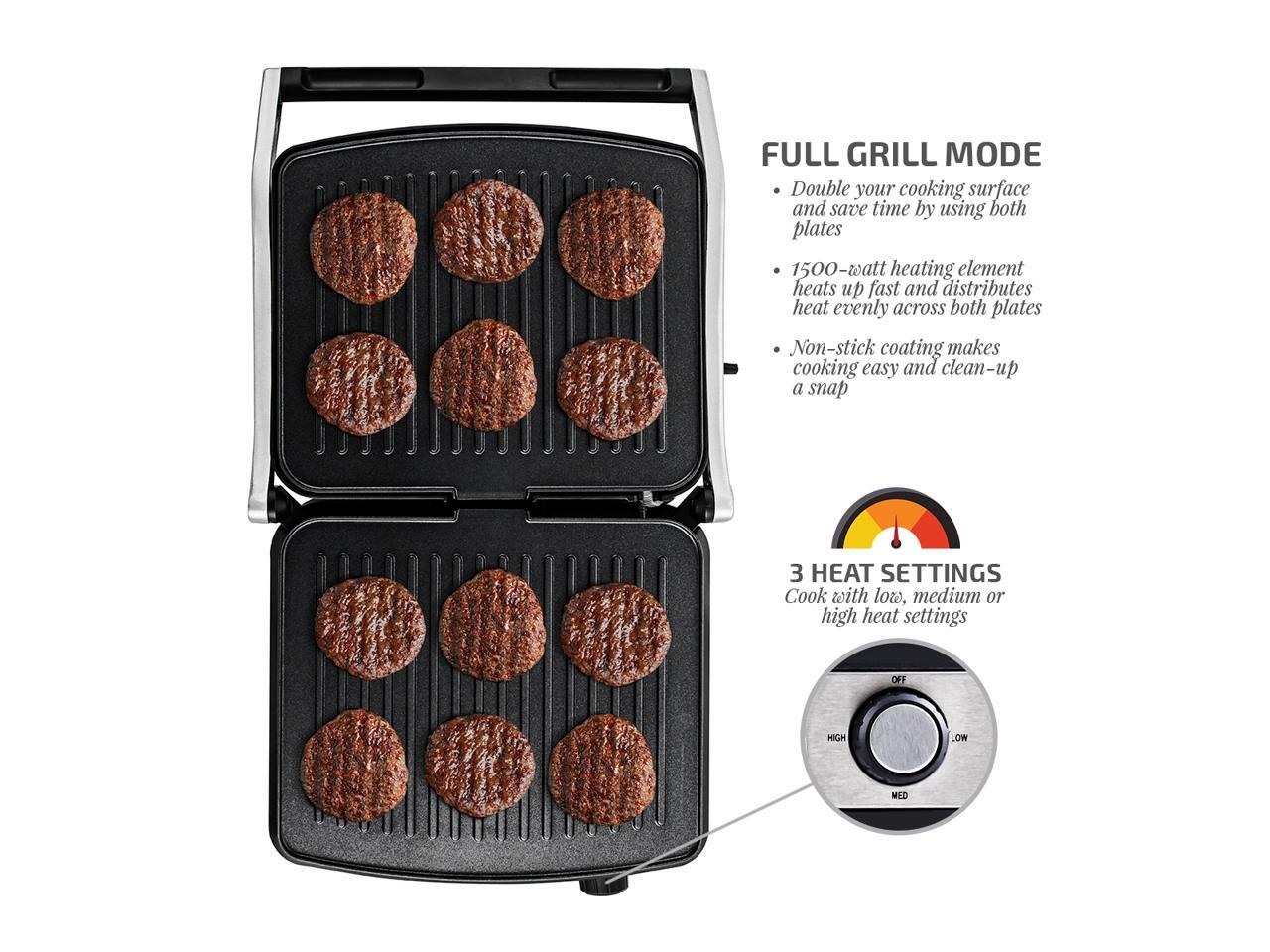 Ovente Electric Panini Press Grill Bread Toaster Nonstick Double Sided