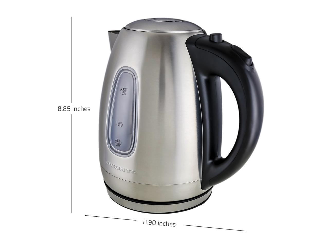 Ovente Portable Electric Hot Water Kettle 1.7 Liter Stainless Steel
