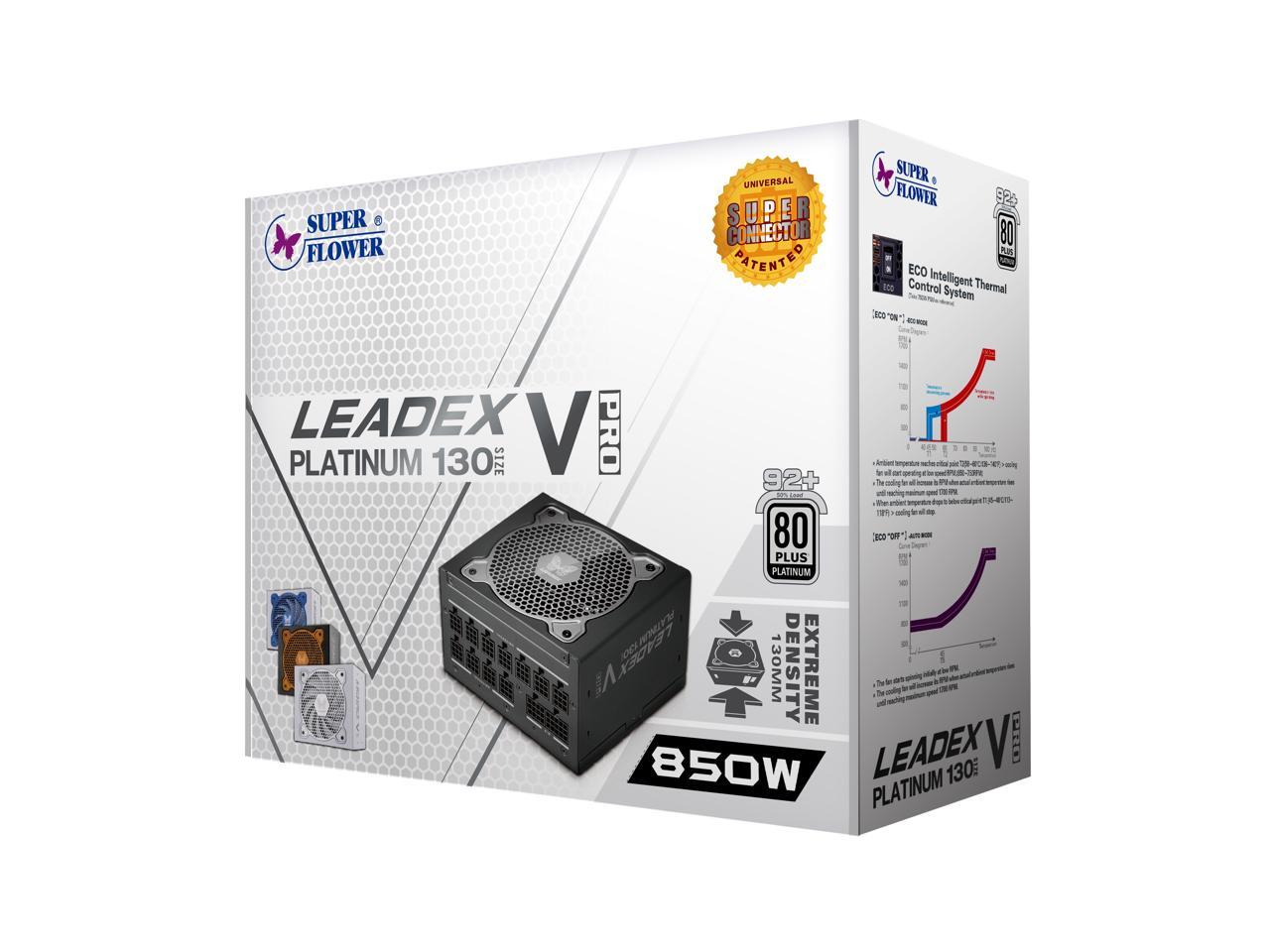 Super Flower Leadex V Platinum PRO 850W ATX 80 PLUS PLATINUM Certified Power Supply, Smallest 130mm 850W ATX PSU, 10 Years Warranty, Patent Super