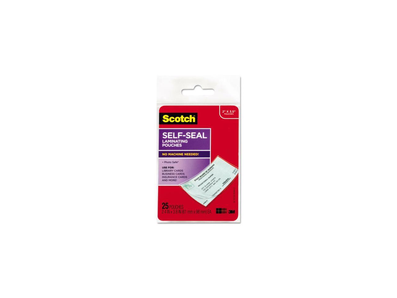 Scotch SelfSealing Laminating Pouches 9.5 mil 2 7/16 x 3 7/8 Business