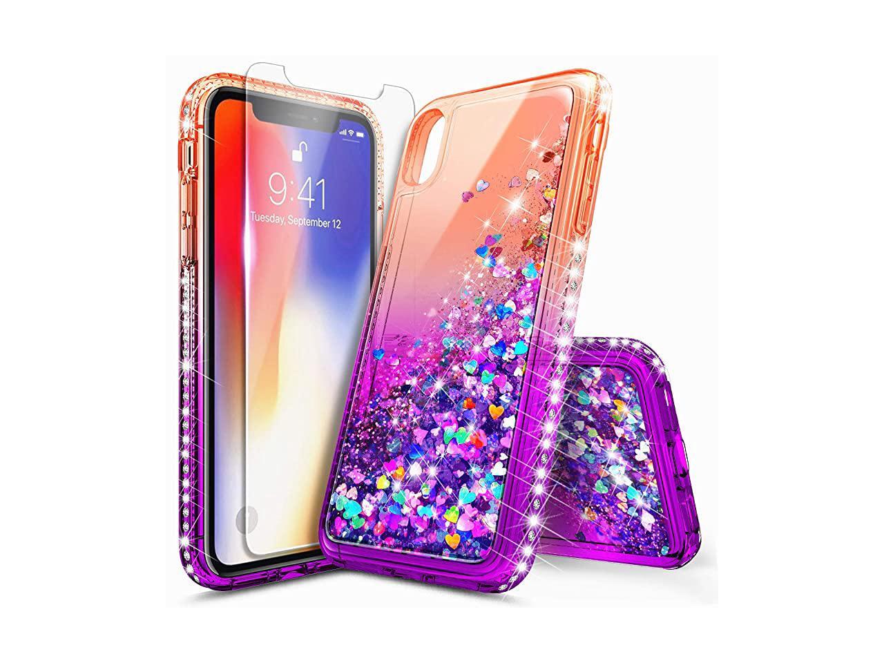 iPhone XR Case with Tempered Glass Screen Protector for Girls Women