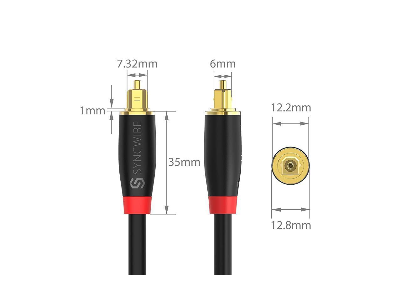 24K Glod Plated Metal Connectors and Braided Jacket 10 feet FIRBELY Digital Optical Audio Toslink Cable Male to Male 