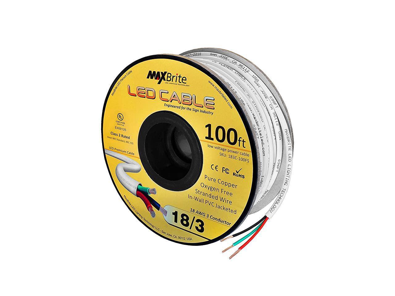 Low Voltage LED Cable 3 Conductor White Sleeve inWall Speaker Wire