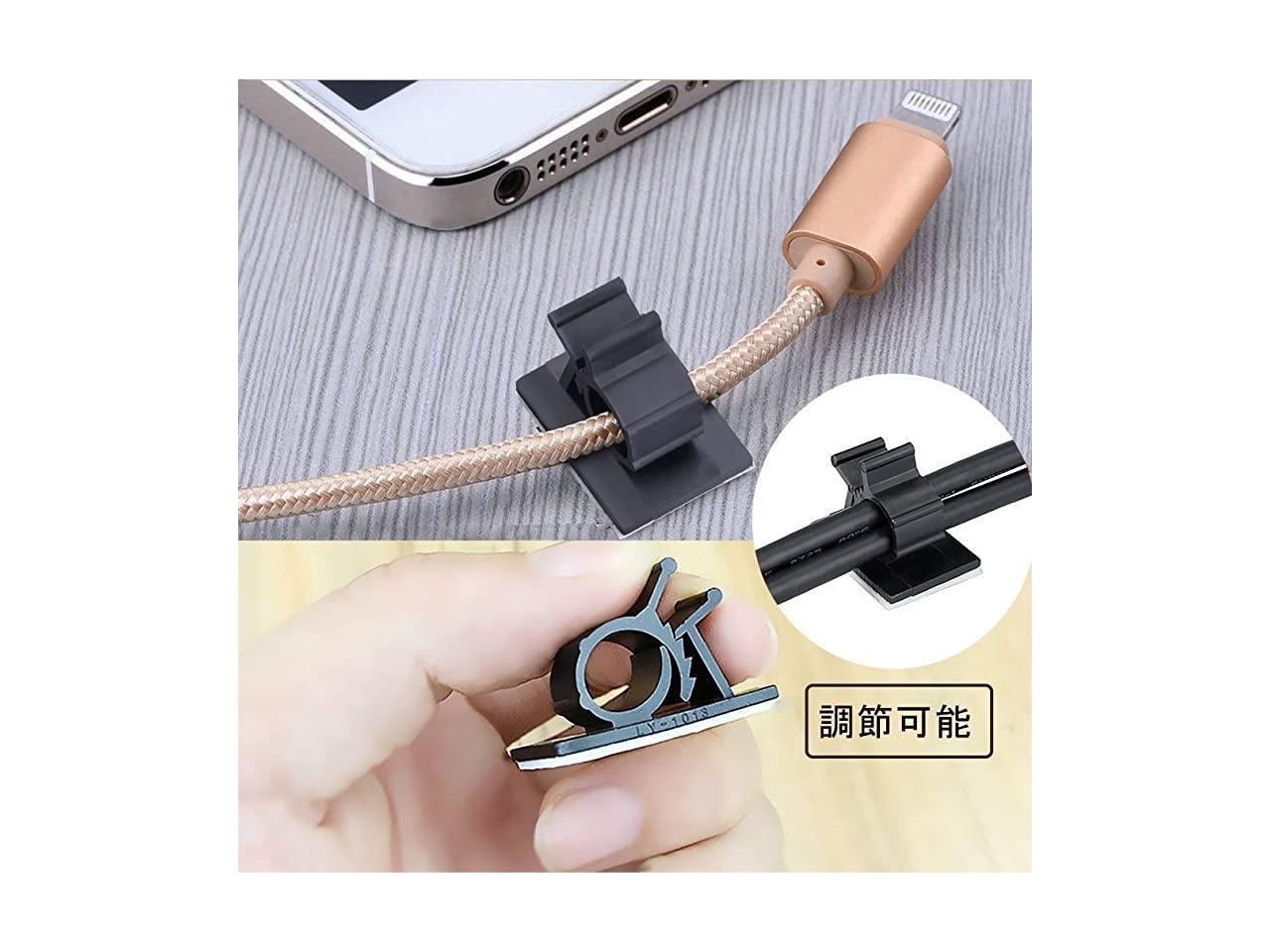 50 Pcs Black Clips Self Adhesive Backed Nylon Wire Adjustable Cable